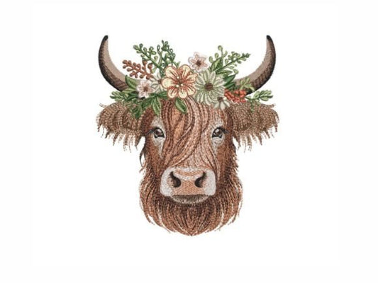 Floral Highland Cow