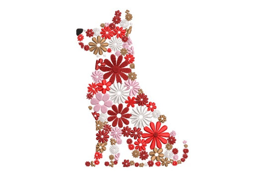 Floral Dog Silhouette